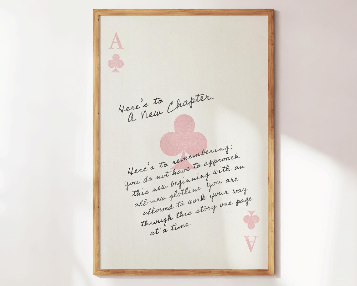 Here Is to a New Chapter Pink Ace of Clubs Affirmation Poster