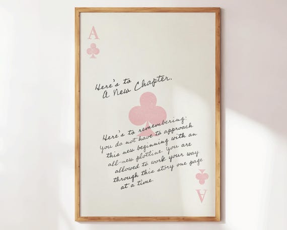 Heres To A New Chapter Print Affirmation Wall Art Positive Office Decor Inspirational Quotes Cute Self Love Apartment