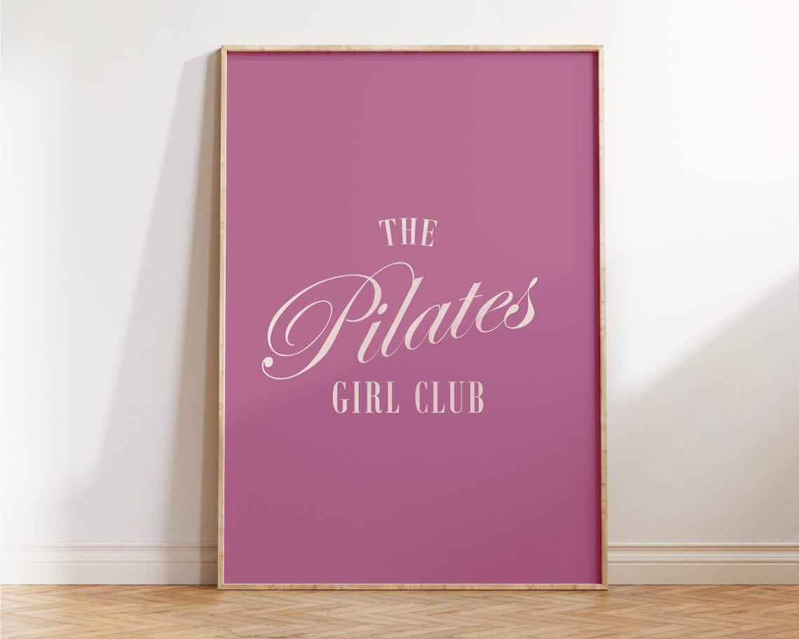 Girly Pilates Club Print Cute Wall Art Studio Decor Gift For Lovers Teachers Poster