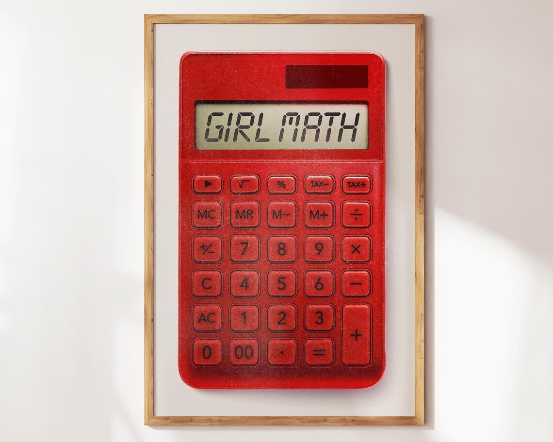 Girl Math Red Calculator Funny Retro Meme Trendy Poster for Her