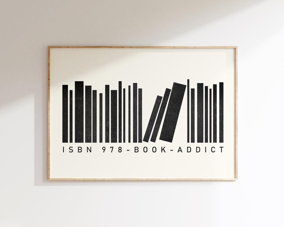 ISBN 978 Book Addict Bookshelf Barcode Funny Reader Wall Poster
