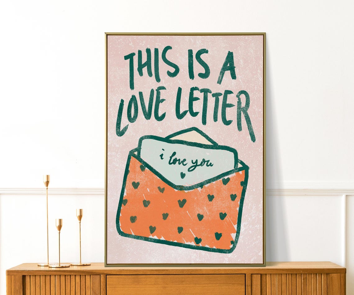 This Is A Love Letter Heart Envelope Romantic Valentine Poster