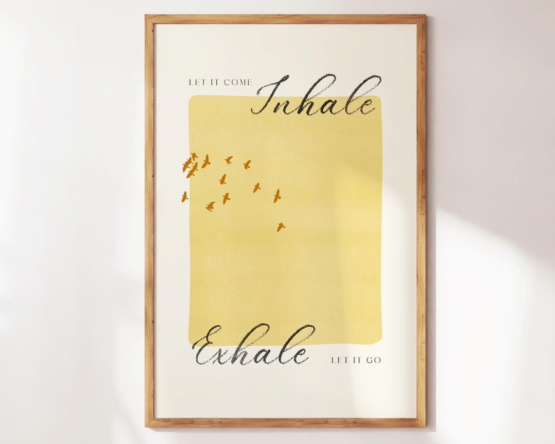 Inhale Exhale Prin Yoga Pilates Wall Art Studio Decor Gift For Lovers Teachers Mindfulness