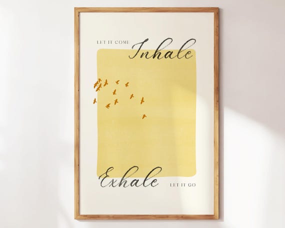 Inhale Exhale Prin Yoga Pilates Wall Art Studio Decor Gift For Lovers Teachers Mindfulness