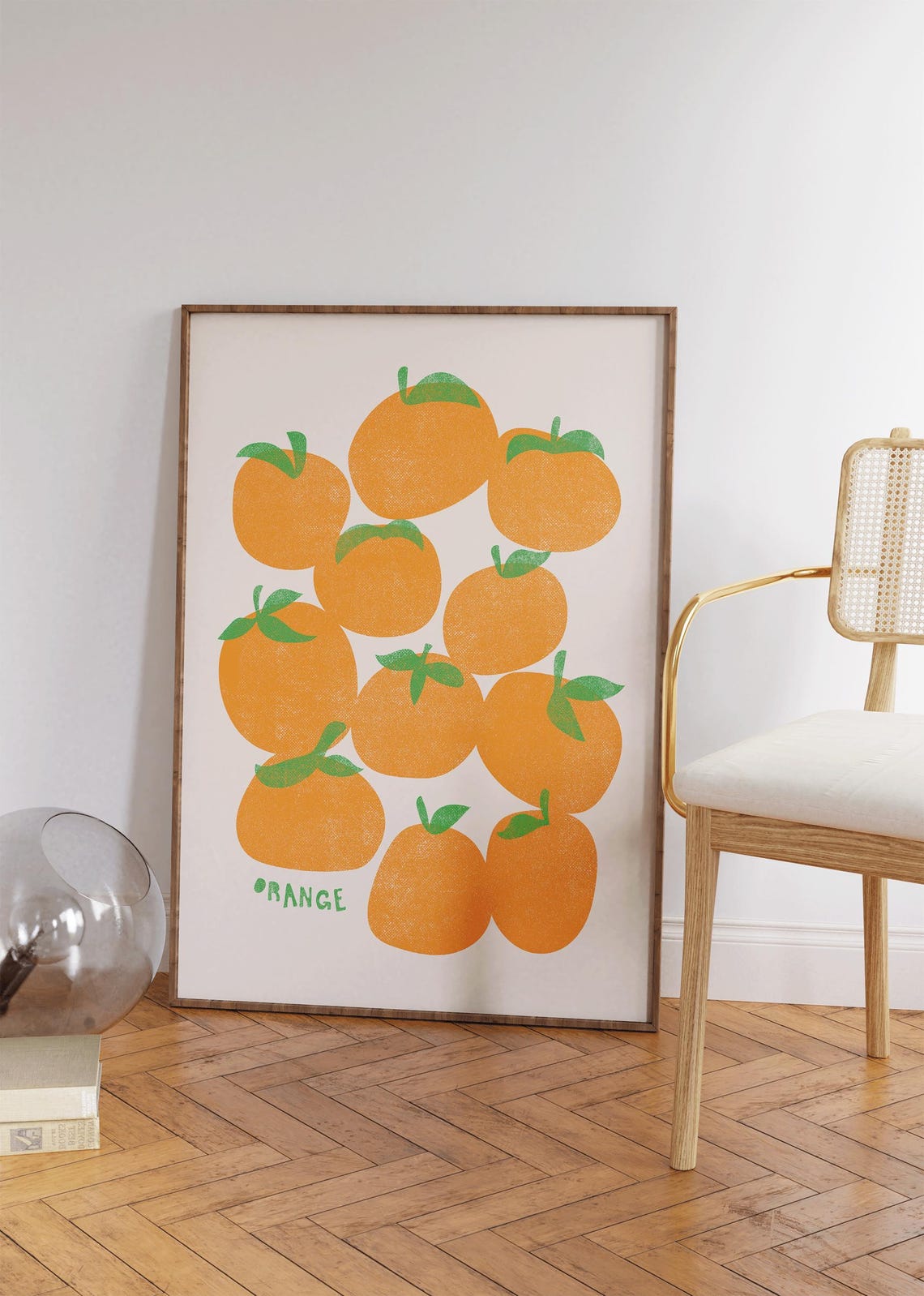 Bright Orange Citrus Fruit Pattern Retro Kitchen Summer Art Poster