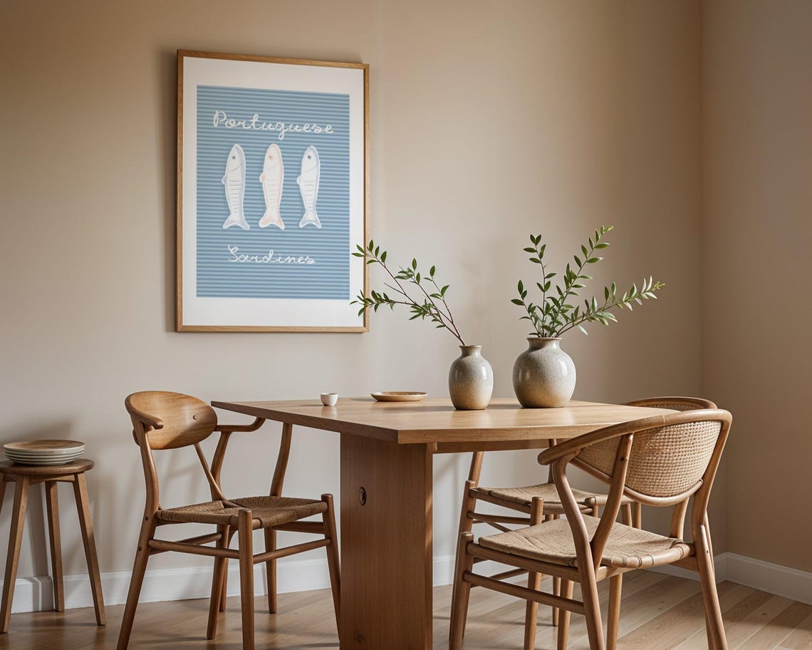 Kitchen Fish Poster Portuguese Sardines Art Only Kitchen Sardine Print Blue Fish Kitchen Food Art Sardines - Image 2