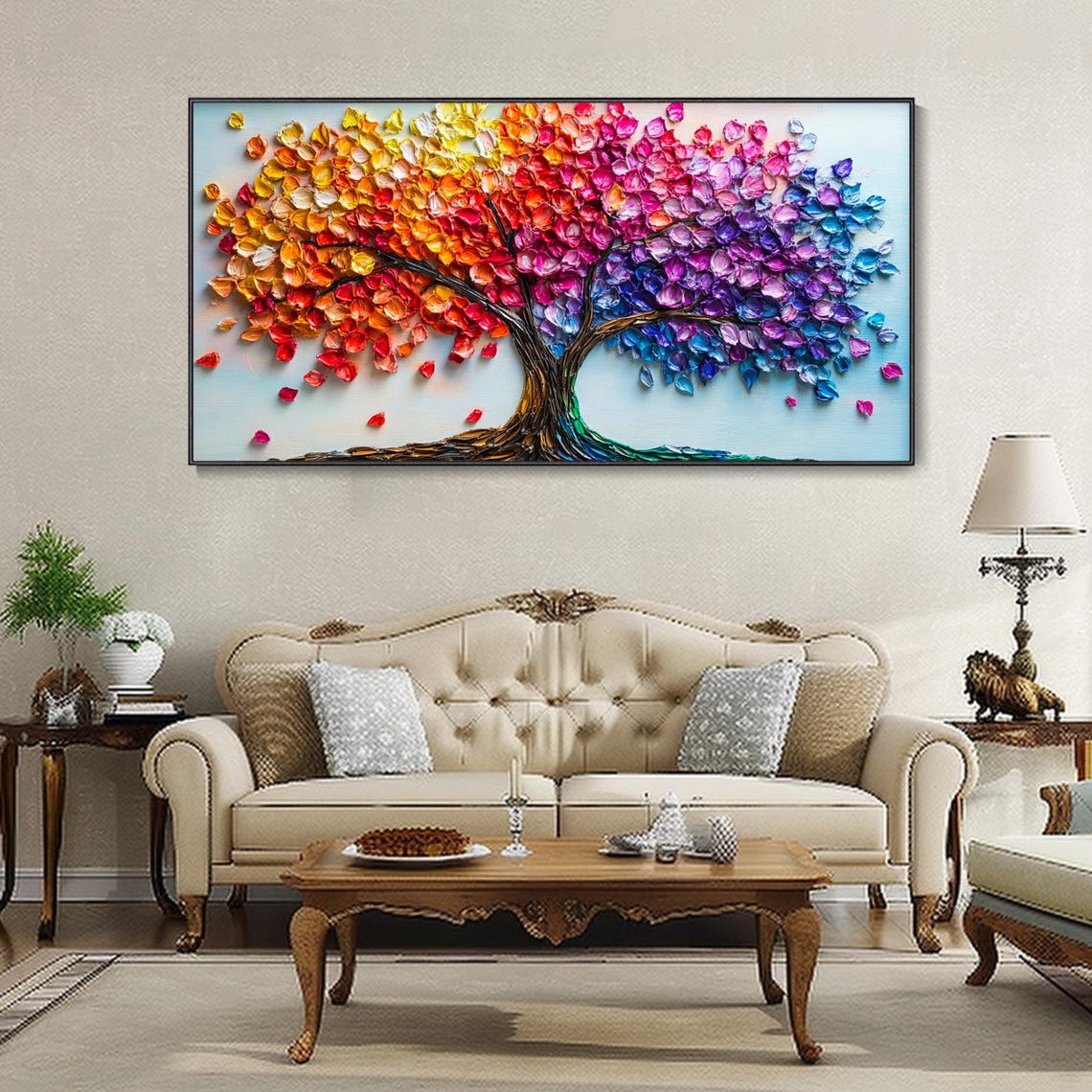 Colorful Gradient Petal Tree Palette Knife Modern Art Poster - Image 4