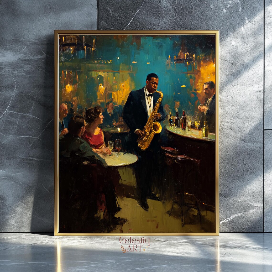 Jazz Saxophone Decor Vintage Retro Music Poster
