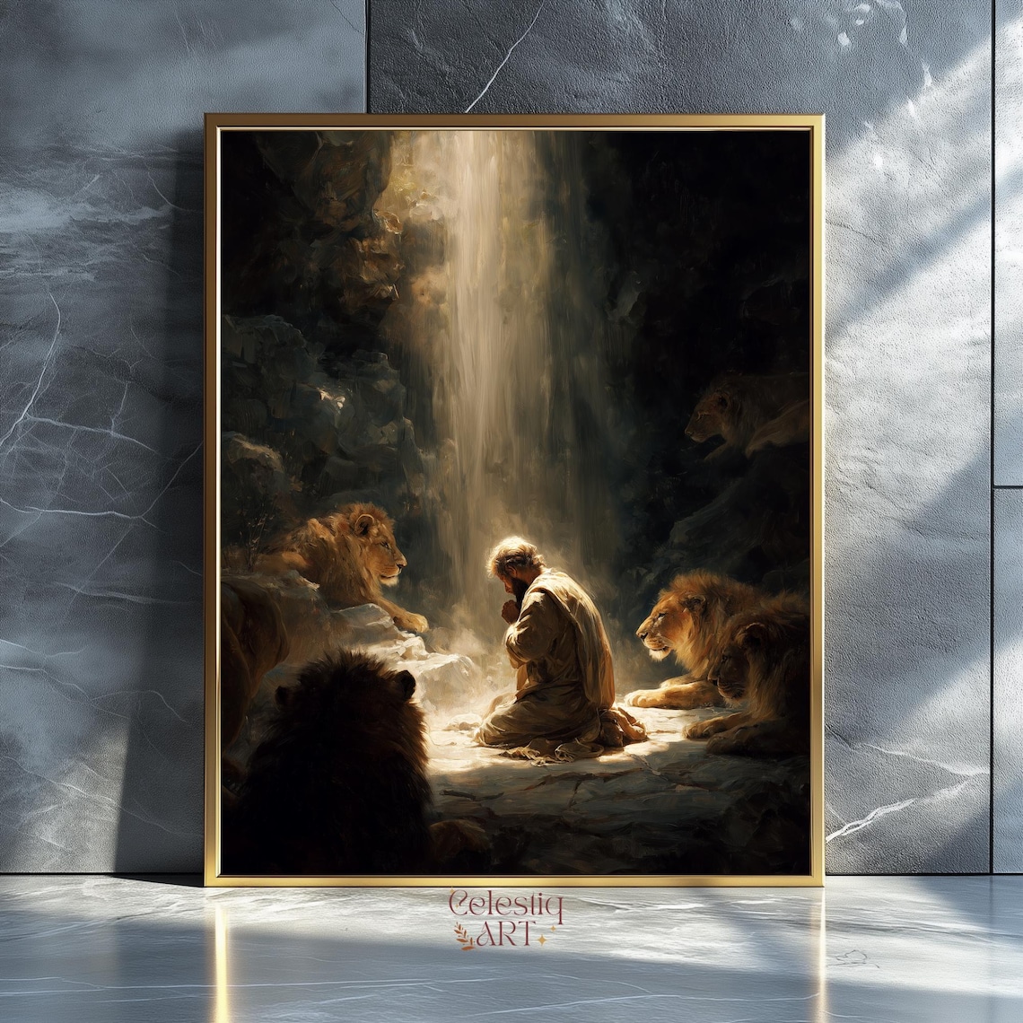 Daniel and the Lions, Christian Religious Art Print