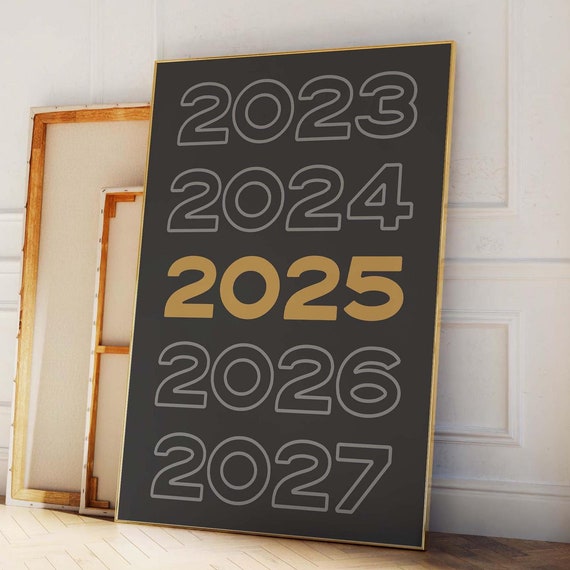 2025 New Year Print Art Black And Gold New Years Eve Print Cute Holiday Wall Decorations New Years Wall Art