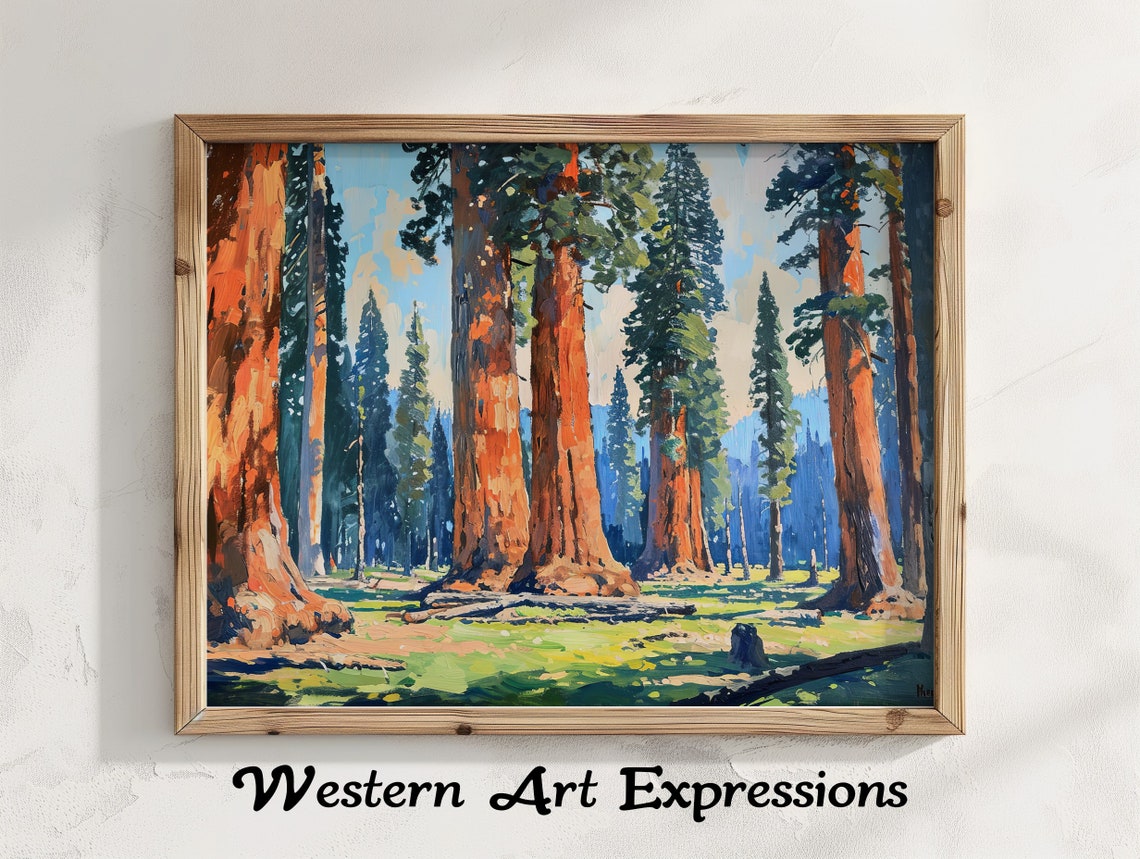 Mariposa Grove Yosemite Giant Sequoia Forest Oil Painting Poster