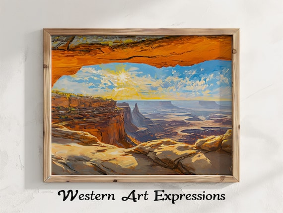 Mesa Arch Canyonlands National Park Sunrise Oil Painting Desert Poster