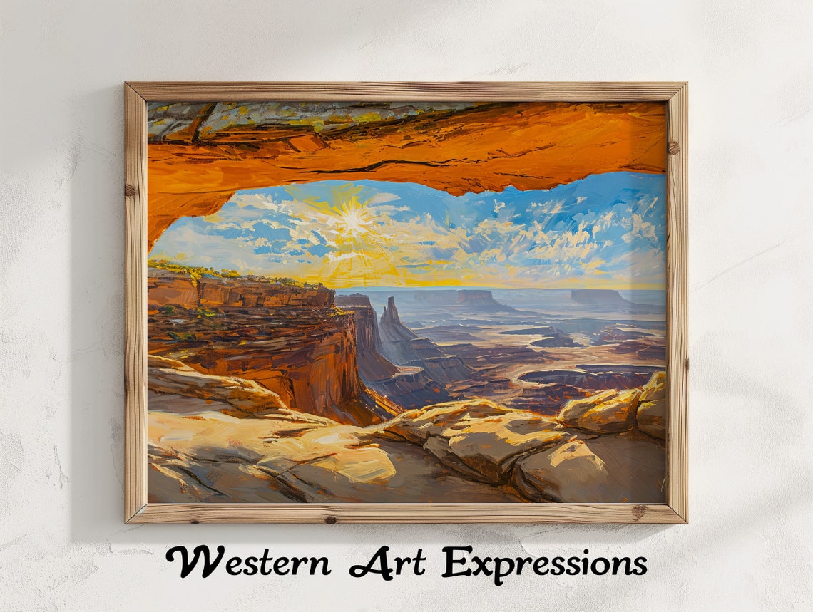Mesa Arch Canyonlands National Park Sunrise Oil Painting Desert Poster