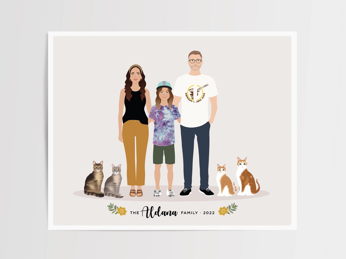 Additional Pet For Custom Family Portrait Dog Drawing - Image 4