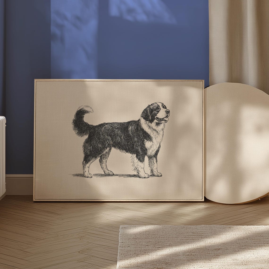 Bernese Mountain Nursery Art Girls Room Vintage Print Running Dog Wall Art Boy Room Poster Baby Nursery Decor Dog Sketch Dog Painting - Image 3