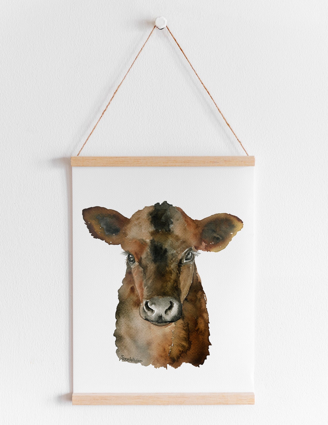Angus Cow Calf Watercolor Art Print, Nursery Decor - Image 3