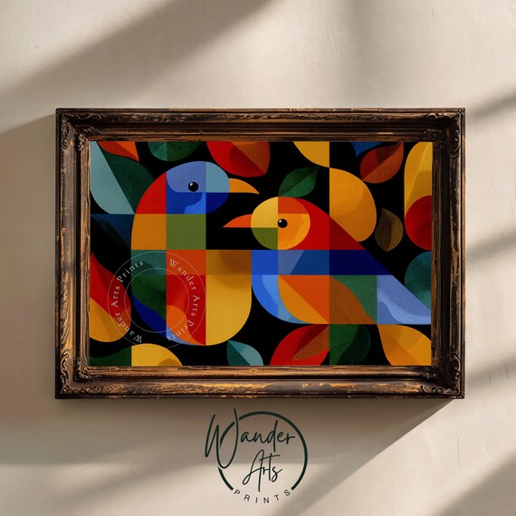 Modern Art Geometric Turkey In Bold Colors Vibrant Wall Abstract Fall Decor Contemporary Home Accents Colorful Print 899