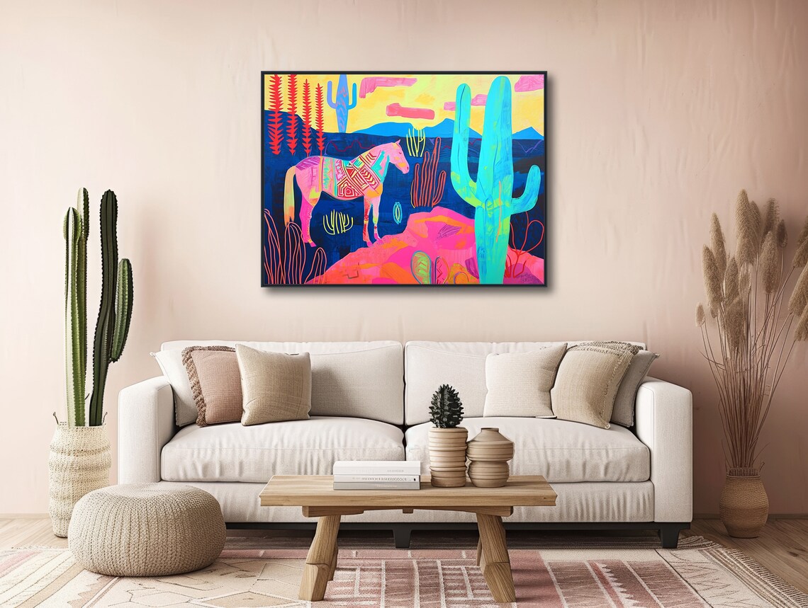 Horseplay Southwestern Horse and Saguaro Cactus Art Print - Image 3