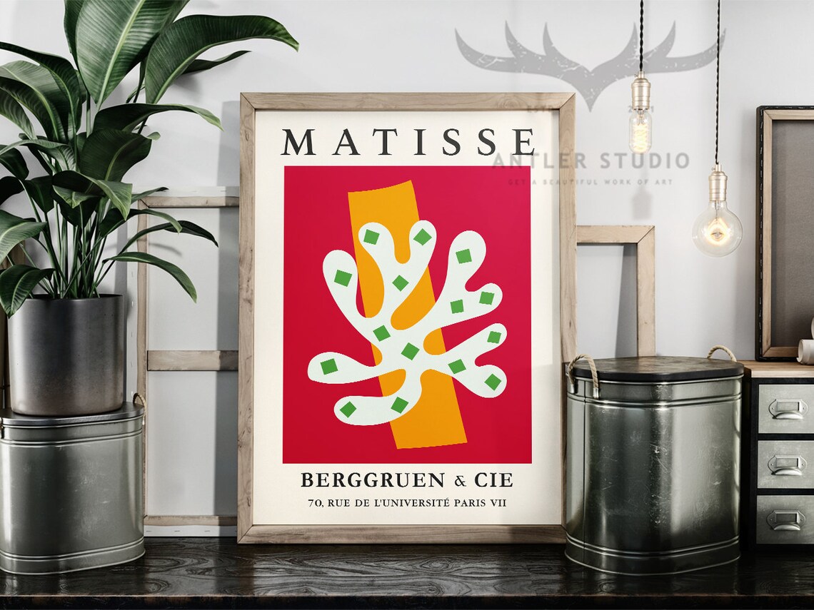 Henri Matisse White Coral Cutout Red Orange Paris Gallery Poster - Image 2