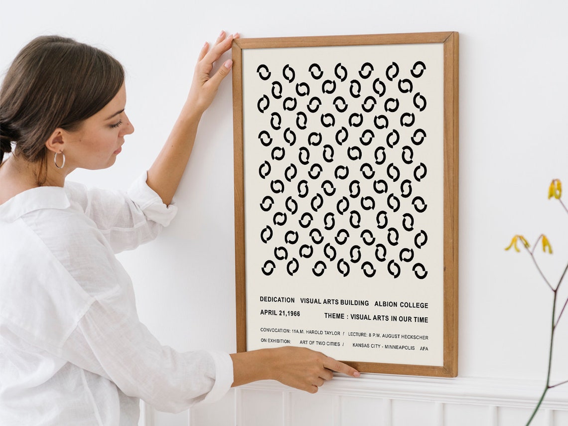 Albion College Visual Arts Building Dedication 1966 Op Art Poster - Image 4
