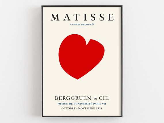 Henri Matisse Big Red Heart Papiers Decoupes Paris 1954 Poster