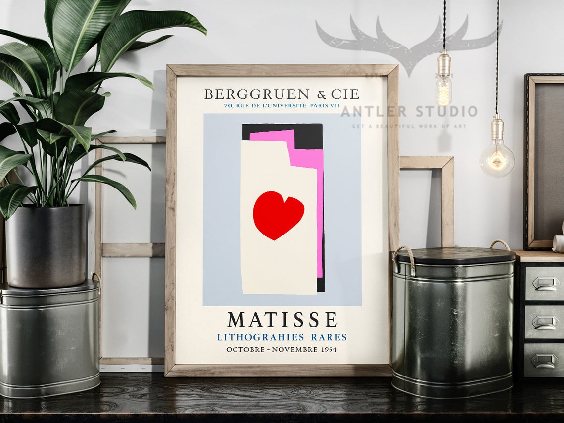 Henri Matisse Red Heart 1954 Paris Lithographs Exhibition Poster - Image 2