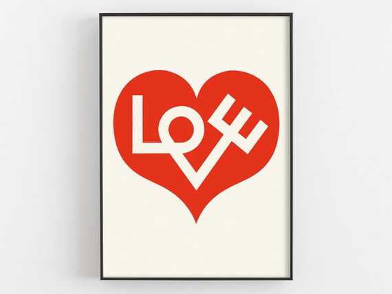 Alexander Girard Love Heart Print Woodland Nursery Wall Art Exhibition Poster Mid Century Decor Valentines Day Gift Red Heart Artwork
