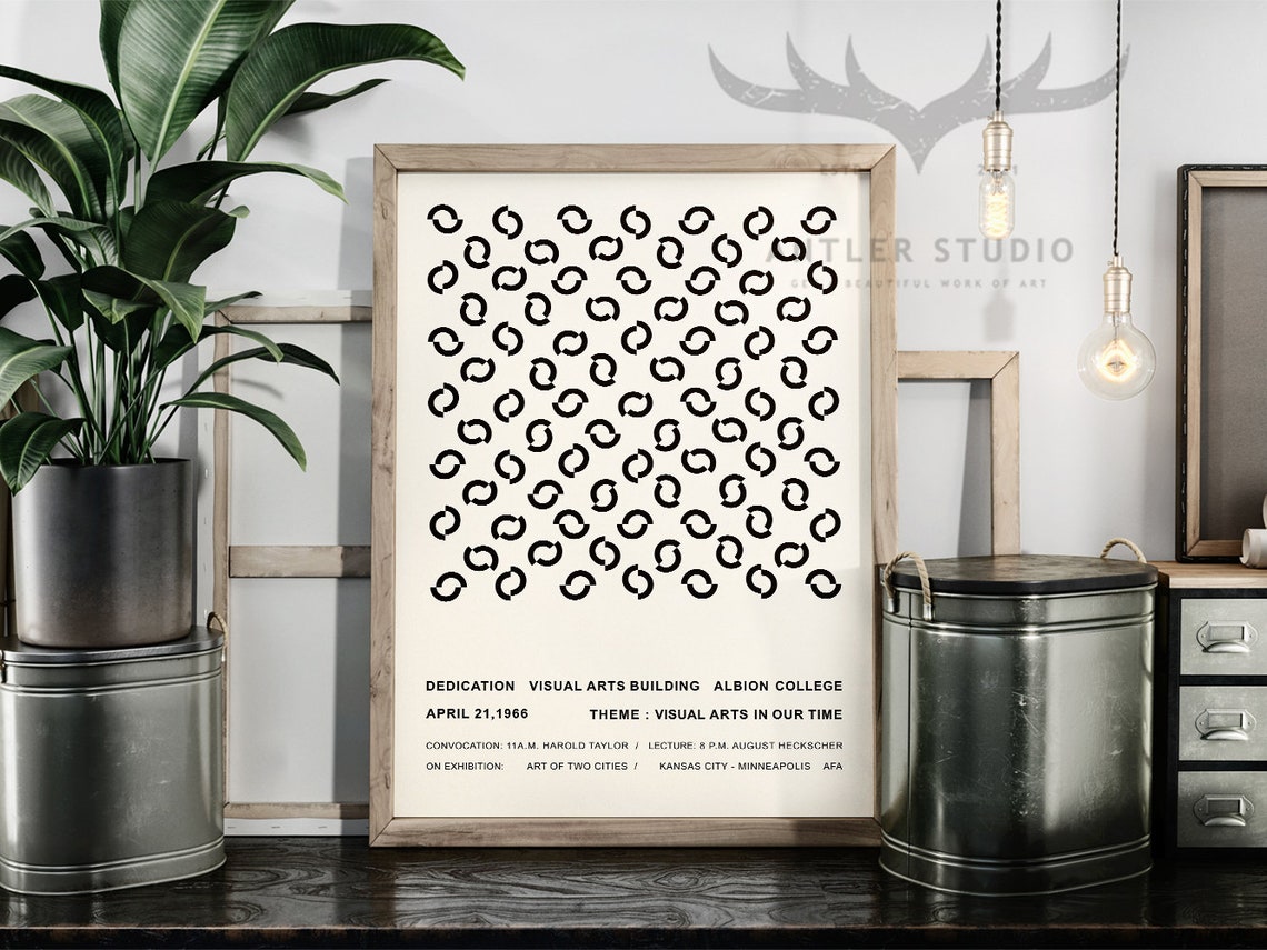 Albion College Visual Arts Building Dedication 1966 Op Art Poster - Image 3