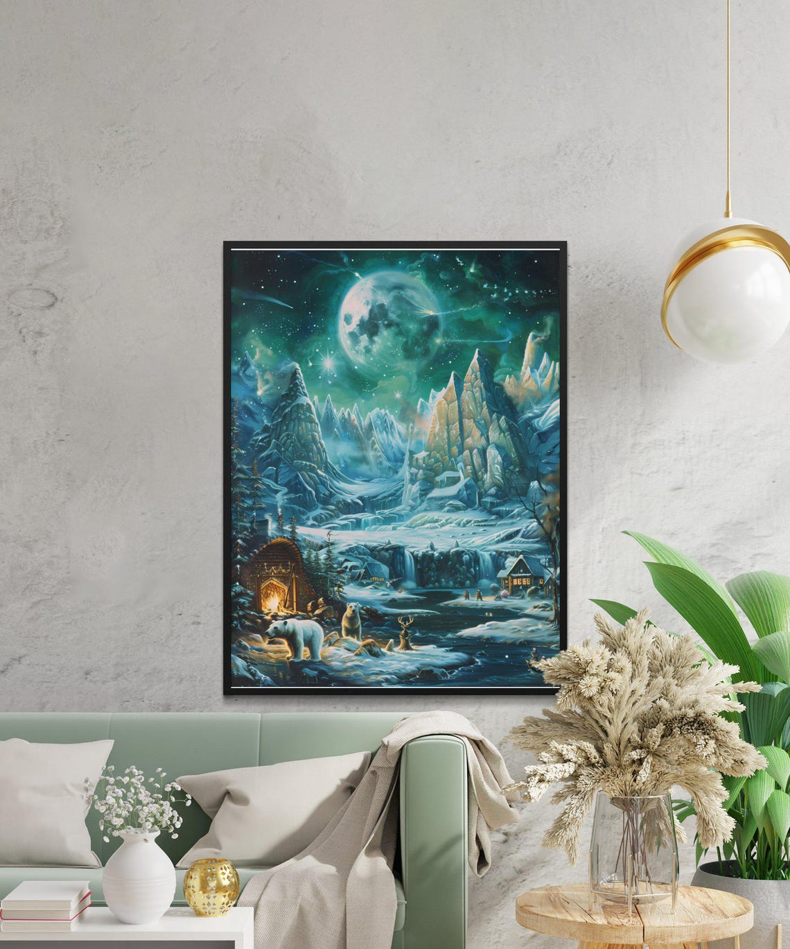 Stunning Alaska Landscape Wall Art Northern Lights Aurora Borealis Mountain Scenery Print Nature Decor For Home - Image 3