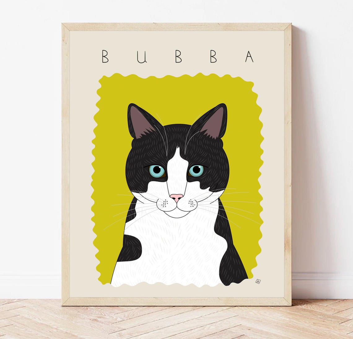 Boomer Brown Tabby and White Cat Gold Eyes Named Portrait Poster - Image 4