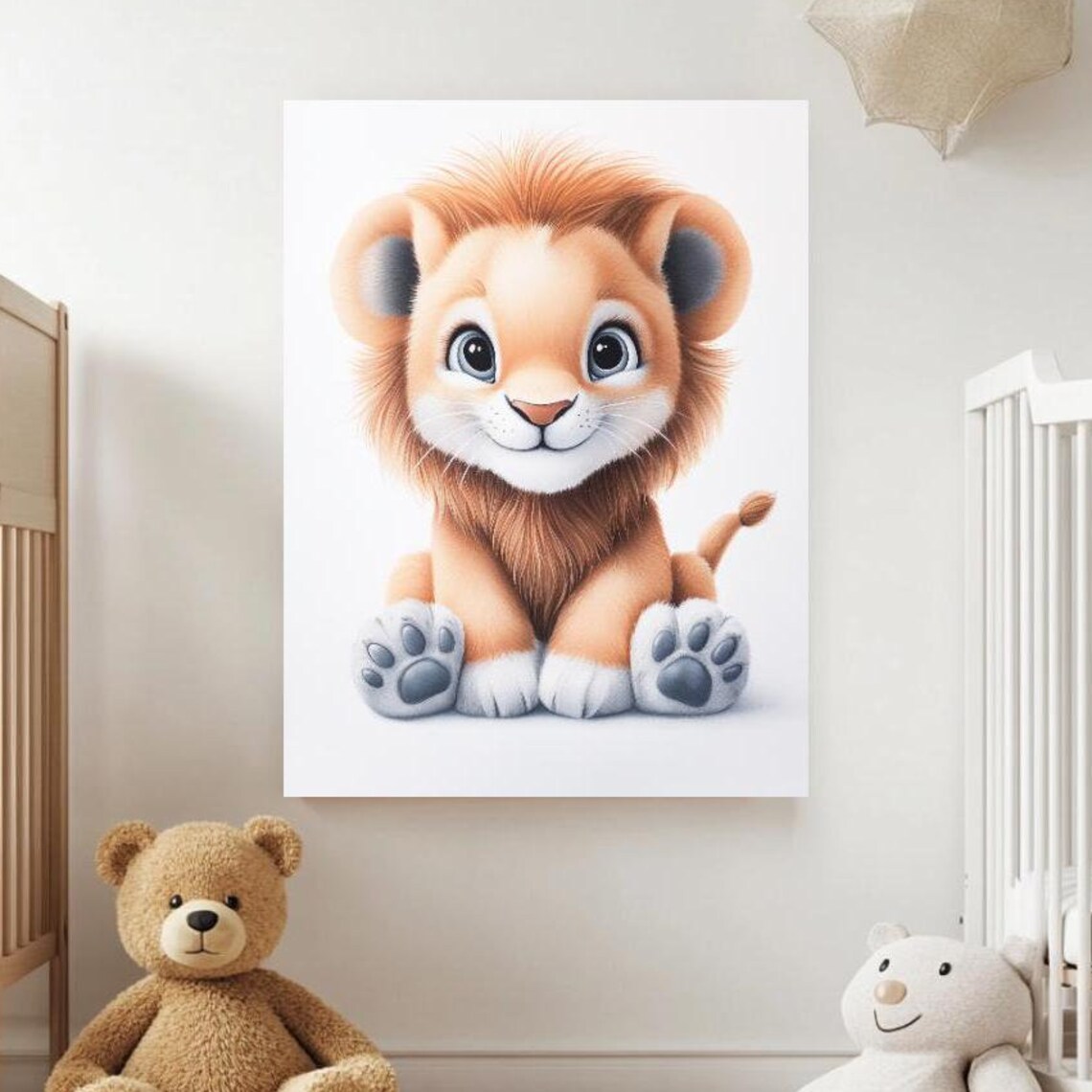 Cute Baby Lion Cub Nursery Art Adorable Jungle Safari Animal Poster