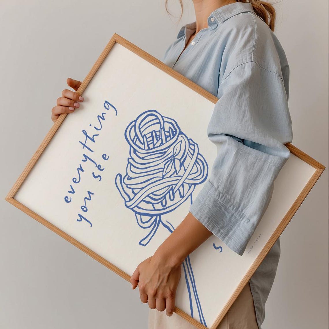 Everything You See I Owe To Spaghetti Blue Pasta Fork Kitchen Poster - Image 5