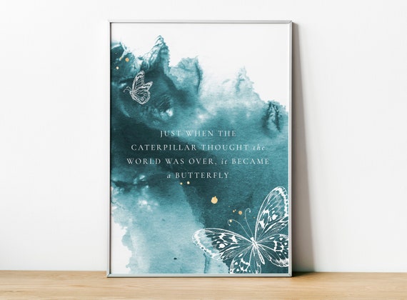 Butterfly Transformation Caterpillar Print Zen Wall Art Inspirational Poster Art Wall Decor Motivational Quote Nursery Wall Hanging