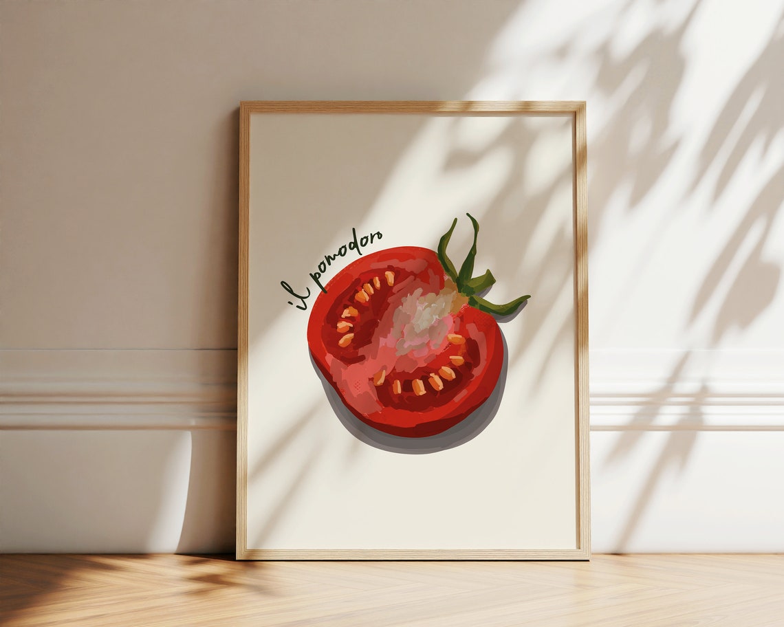 Il Pomodoro Tomato Print Italian Kitchen Wall Decor Retro Fun Food Art