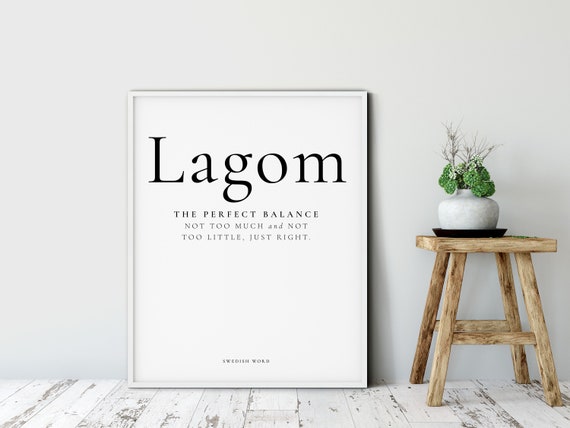 Lagom Inspirational Poster Definition Poster Inspirational Print Gift Swedish Inspirational Word Scandinavian Print Scandi Decor