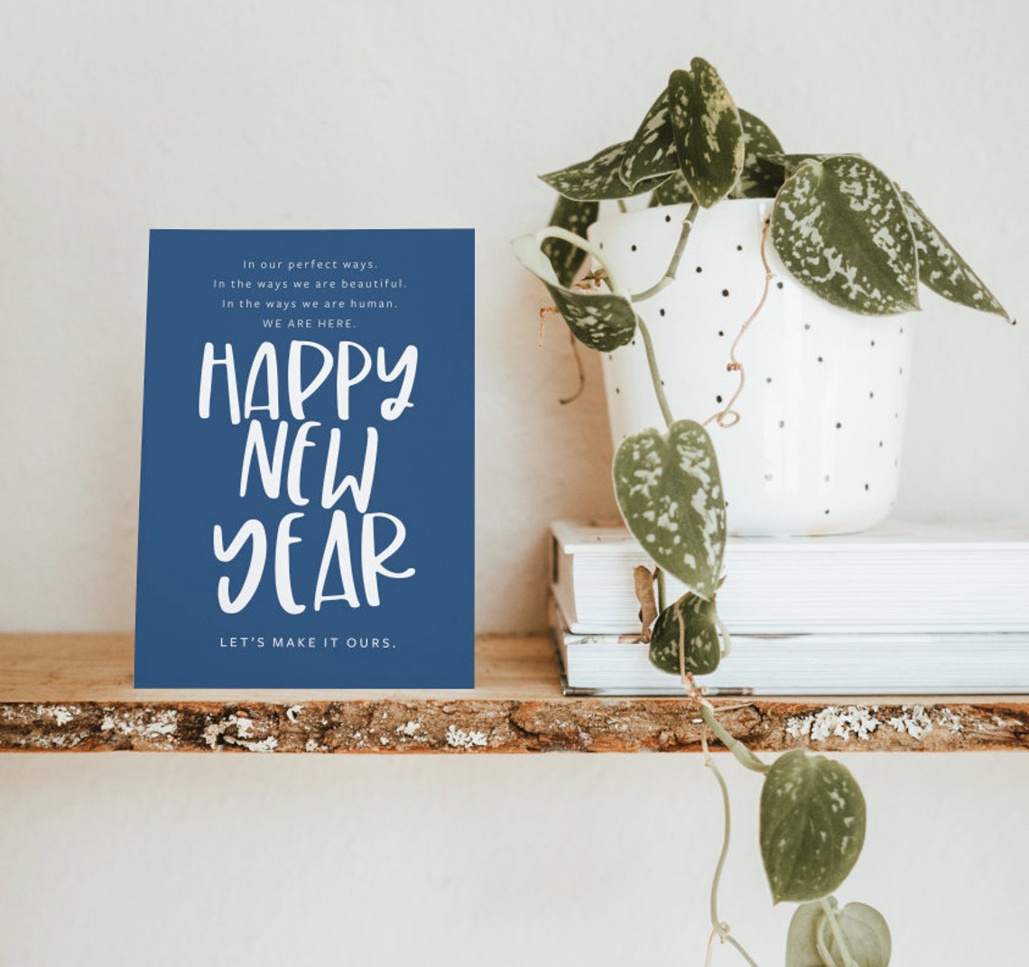 Happy New Year Blue Greeting Card Style Minimal Holiday Quote Poster - Image 3