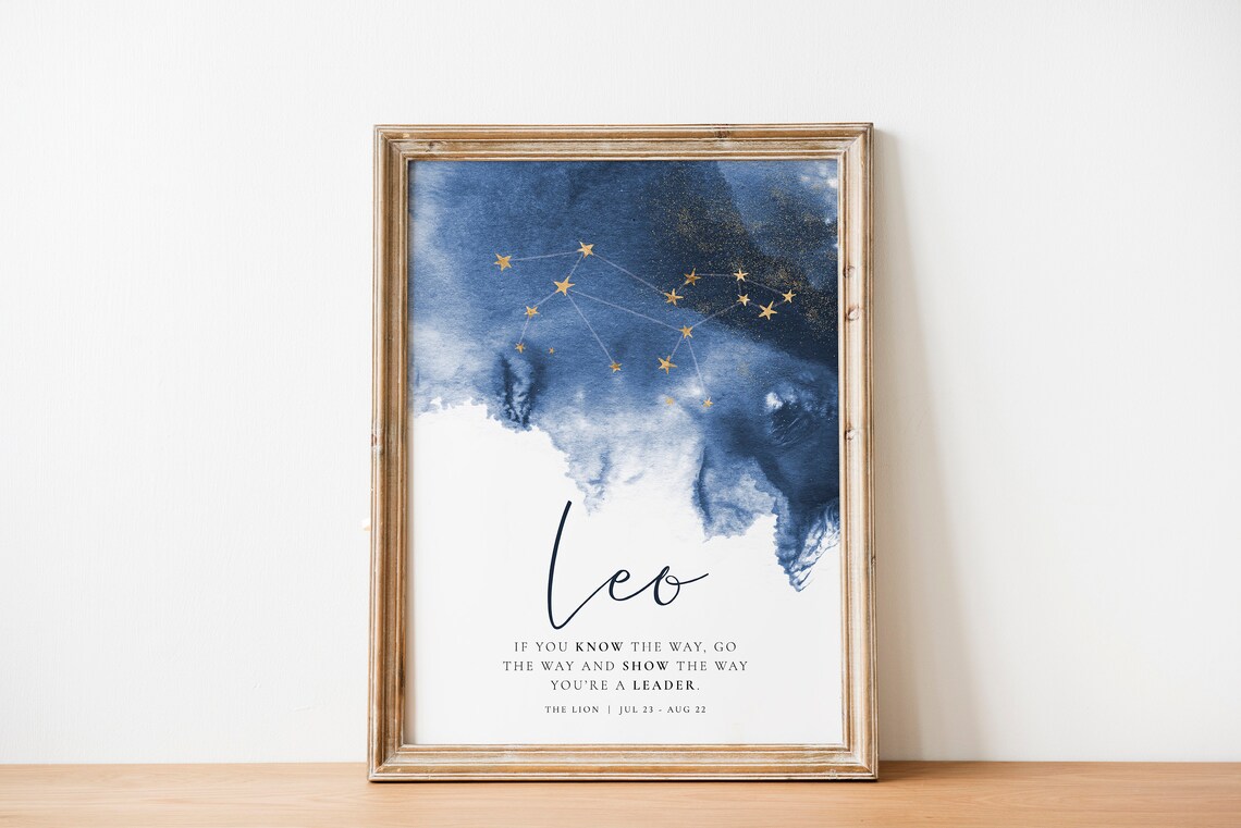 Leo Zodiac Constellation Art Print, Horoscope Decor
