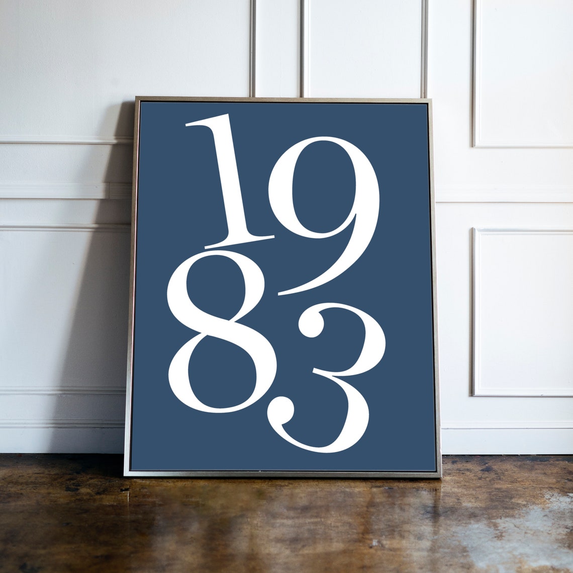 1983 Birth Year Typography Numbers Blue Grey Birthday Gift Poster - Image 4