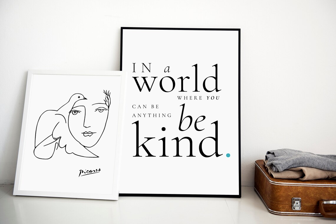 In A World Where You Can Be Anything Be Kind Minimal Quote Poster - Image 5