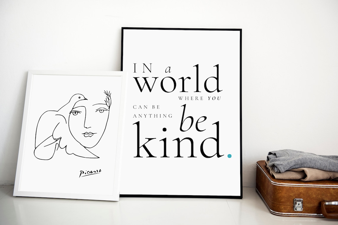 In A World Where You Can Be Anything Be Kind Quote Poster Minimalist Wall Art - Image 3