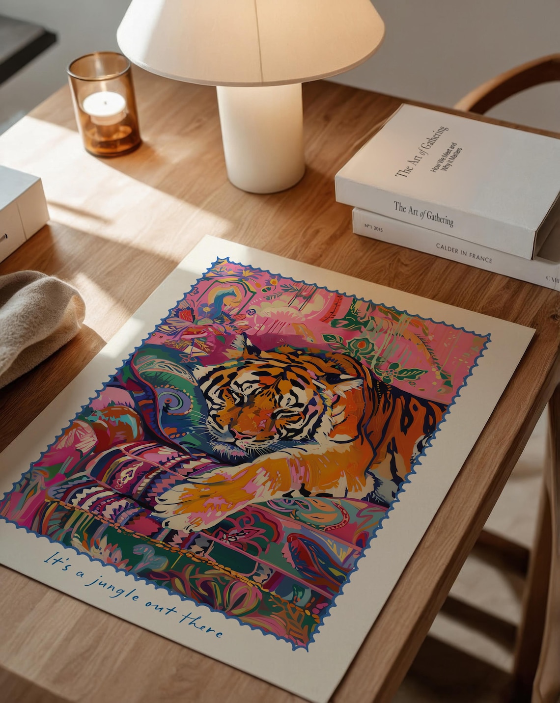 Tiger Print, Maximalist Boho Animal Wall Art Poster - Image 3