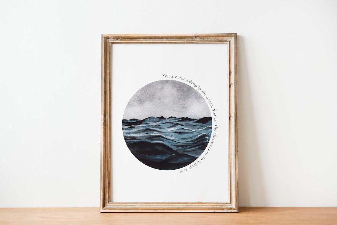 Rumi Ocean Quote Poster You Are The Entire Ocean In A Drop Wall Art Print