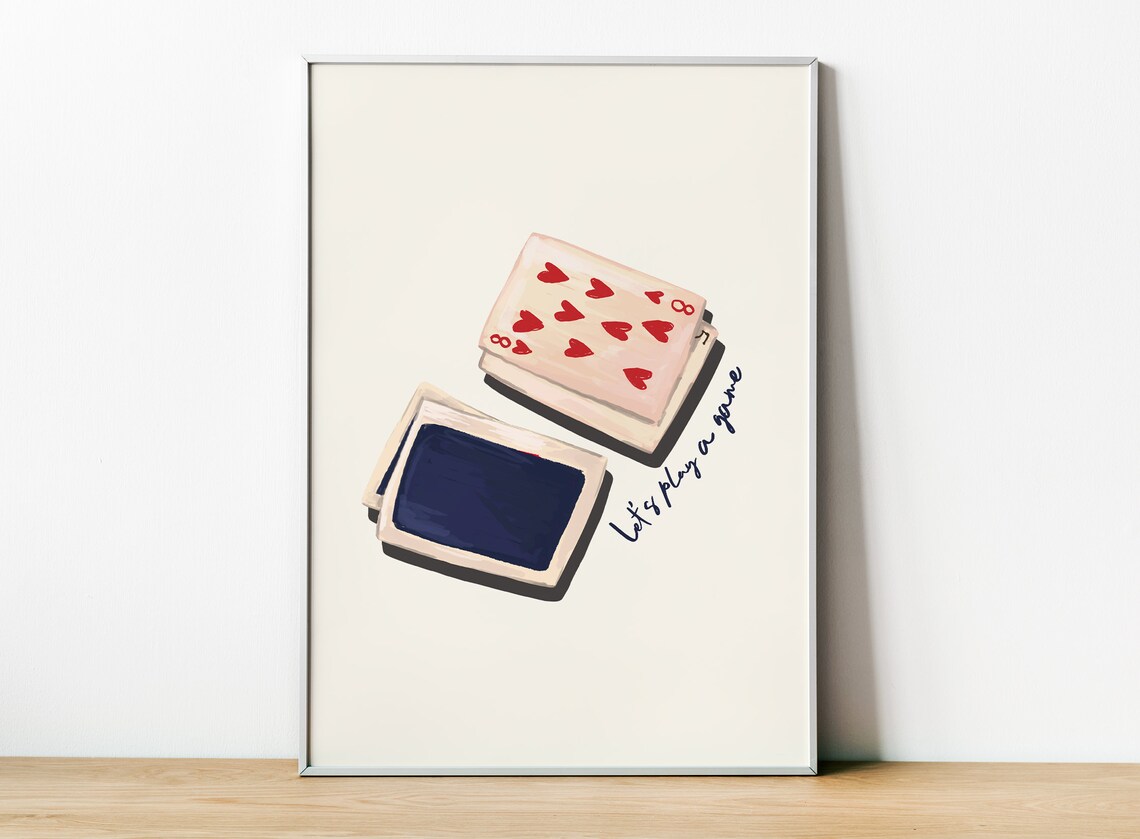 Retro Playing Cards Art Print, Game Room Decor - Image 2