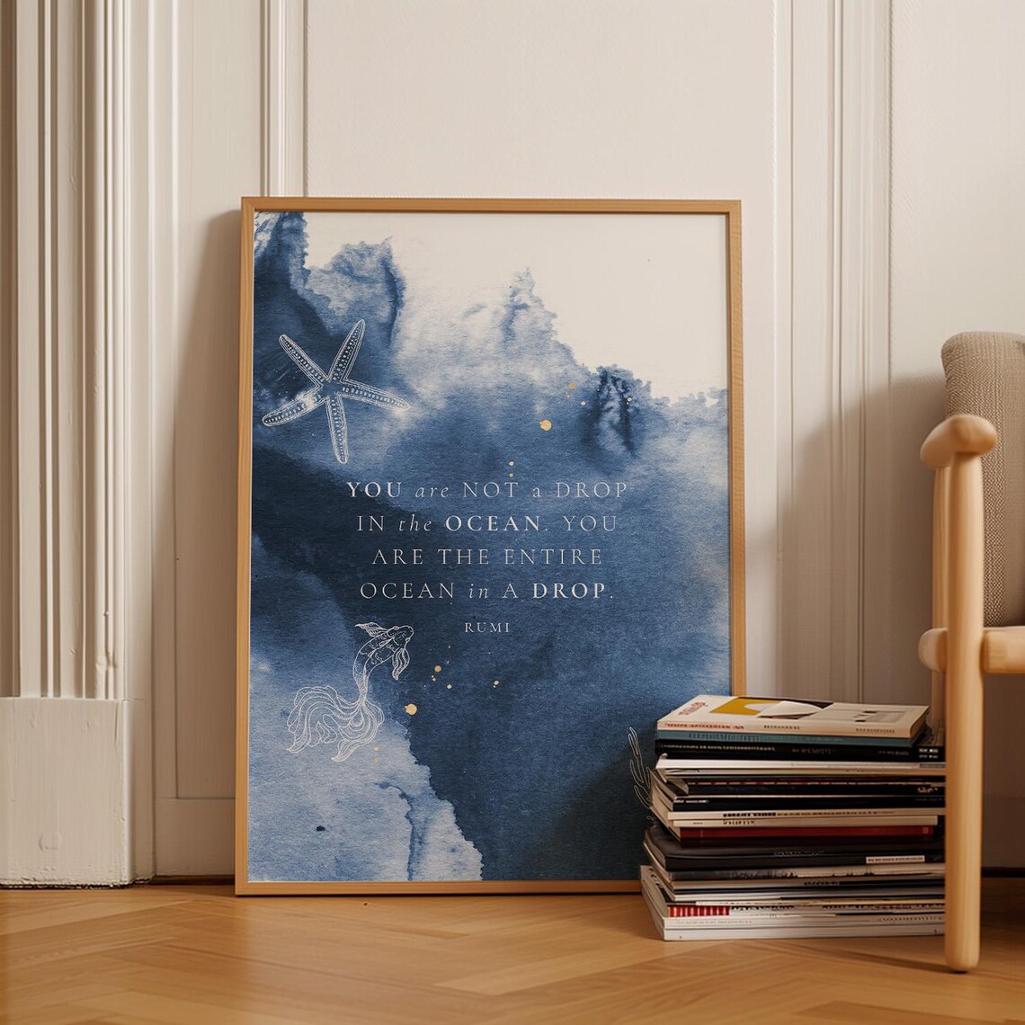 Rumi Quote Drop In The Ocean Nursery Art Print - Image 3
