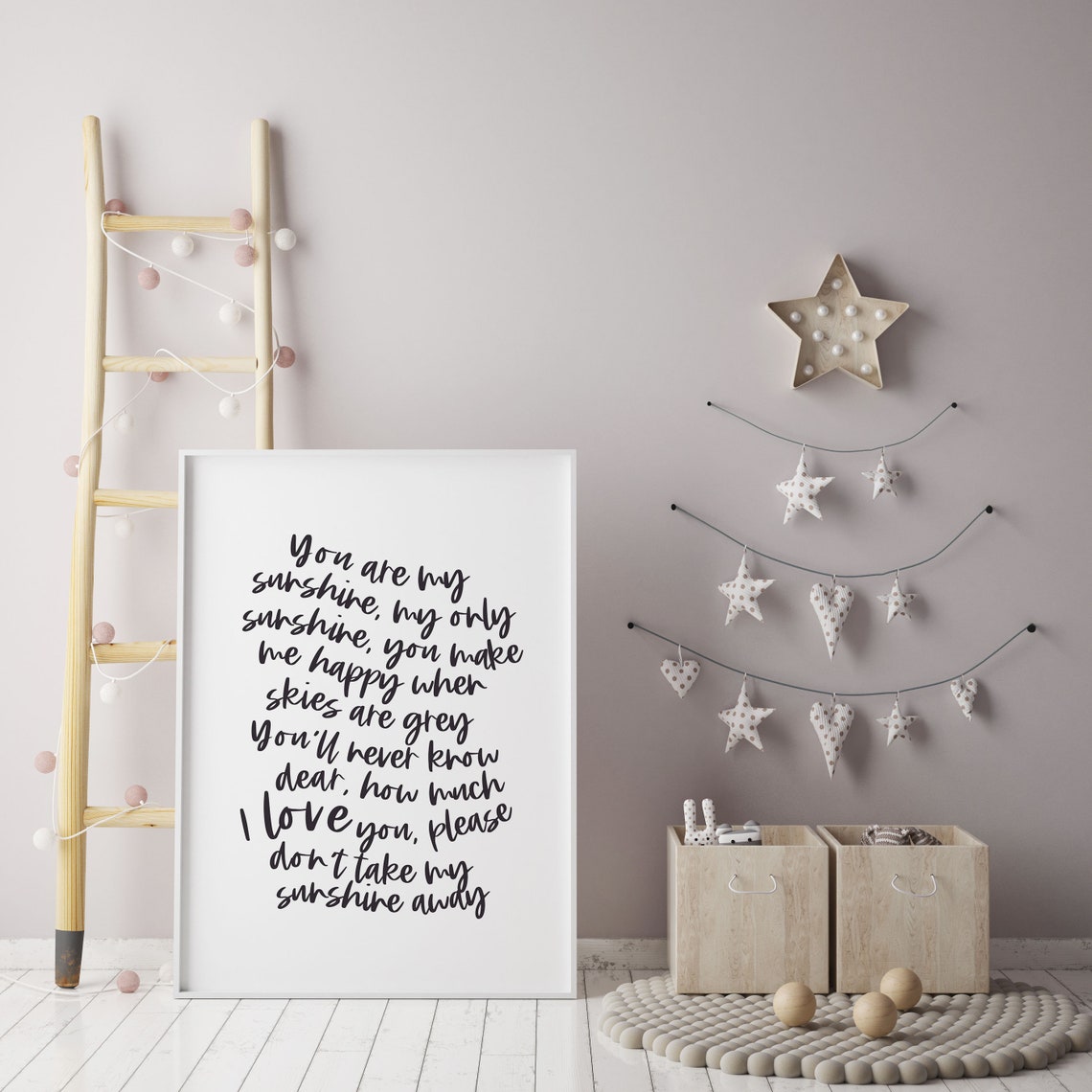 You Are My Sunshine Print Lyrics Print Nursery Song Print Nursery Rhyme Song Print Kids Bedroom Wall Art Playroom Print Boho Style - Image 5