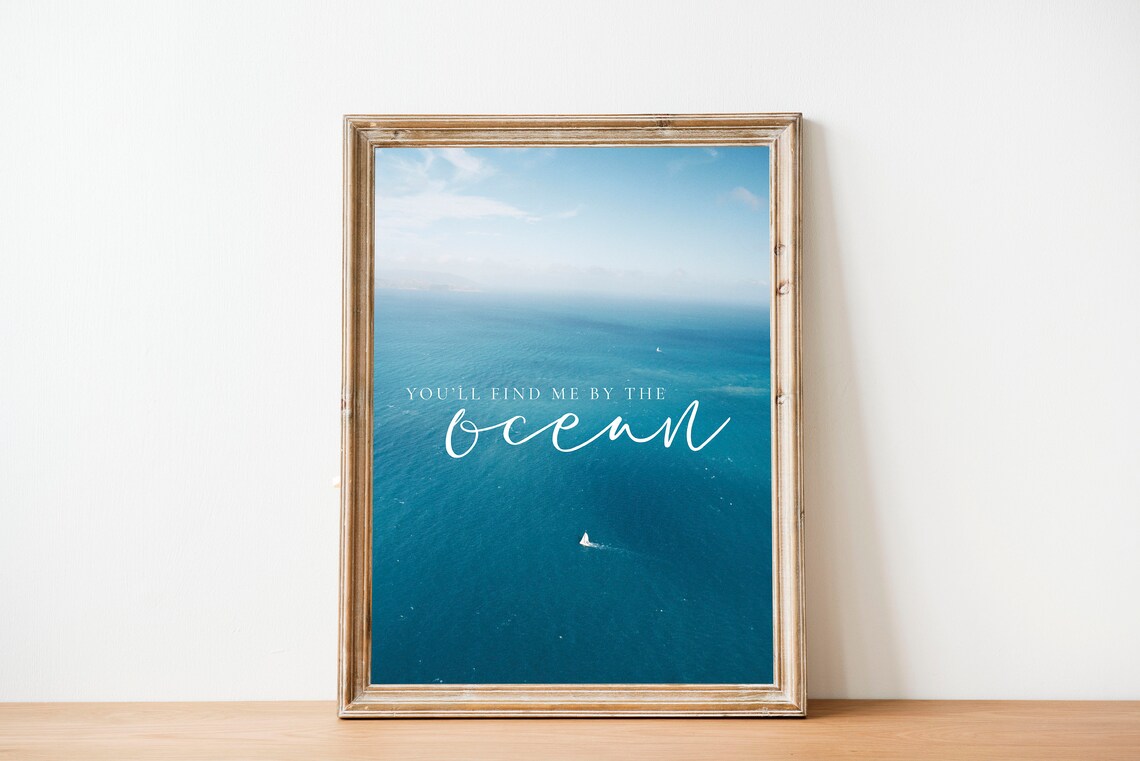 Youll Find Me By The Ocean Sailboat Aerial Blue Coastal Wall Print