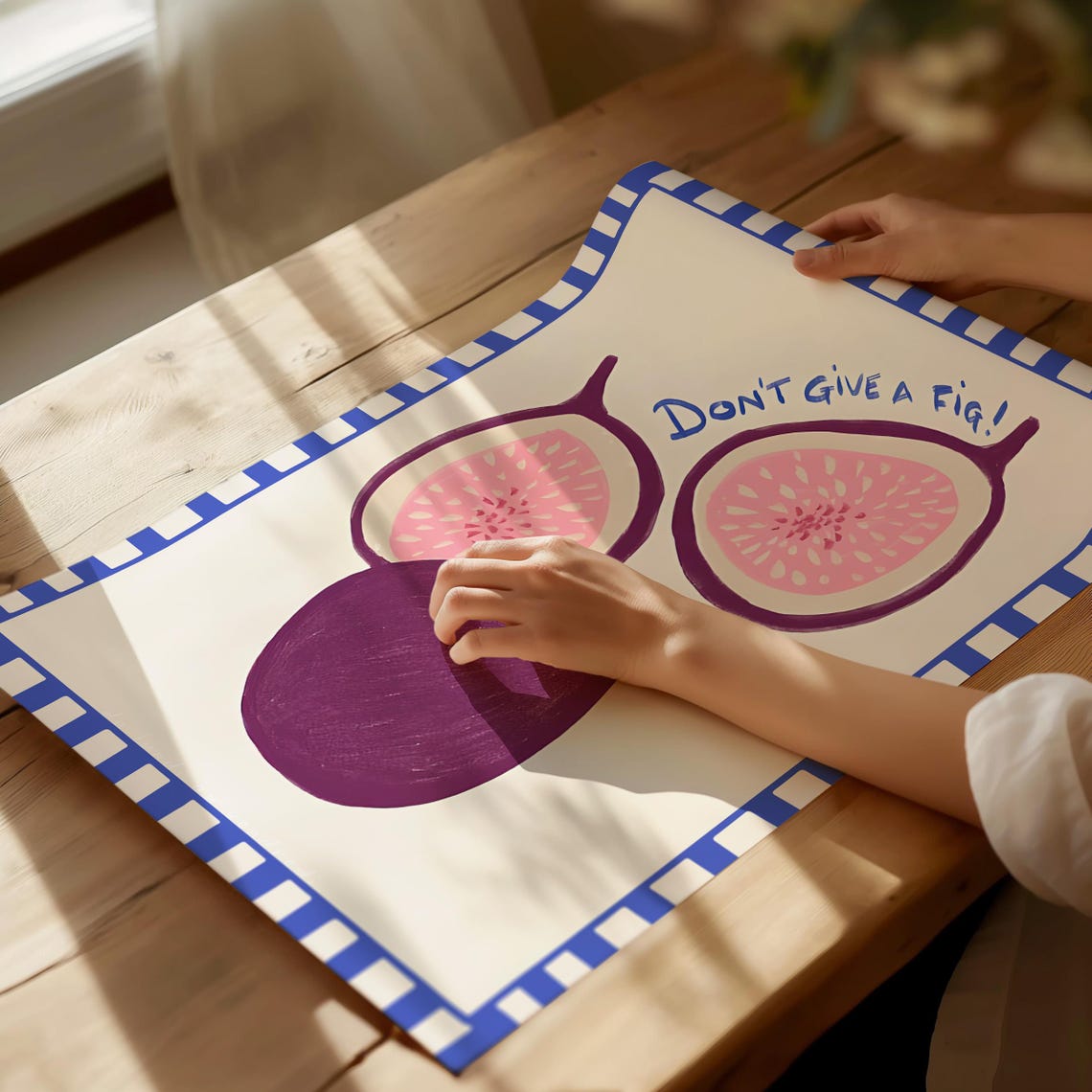 Don't Give a Fig Funny Pun Colorful Fig Fruit Kitchen Wall Art Print - Image 3