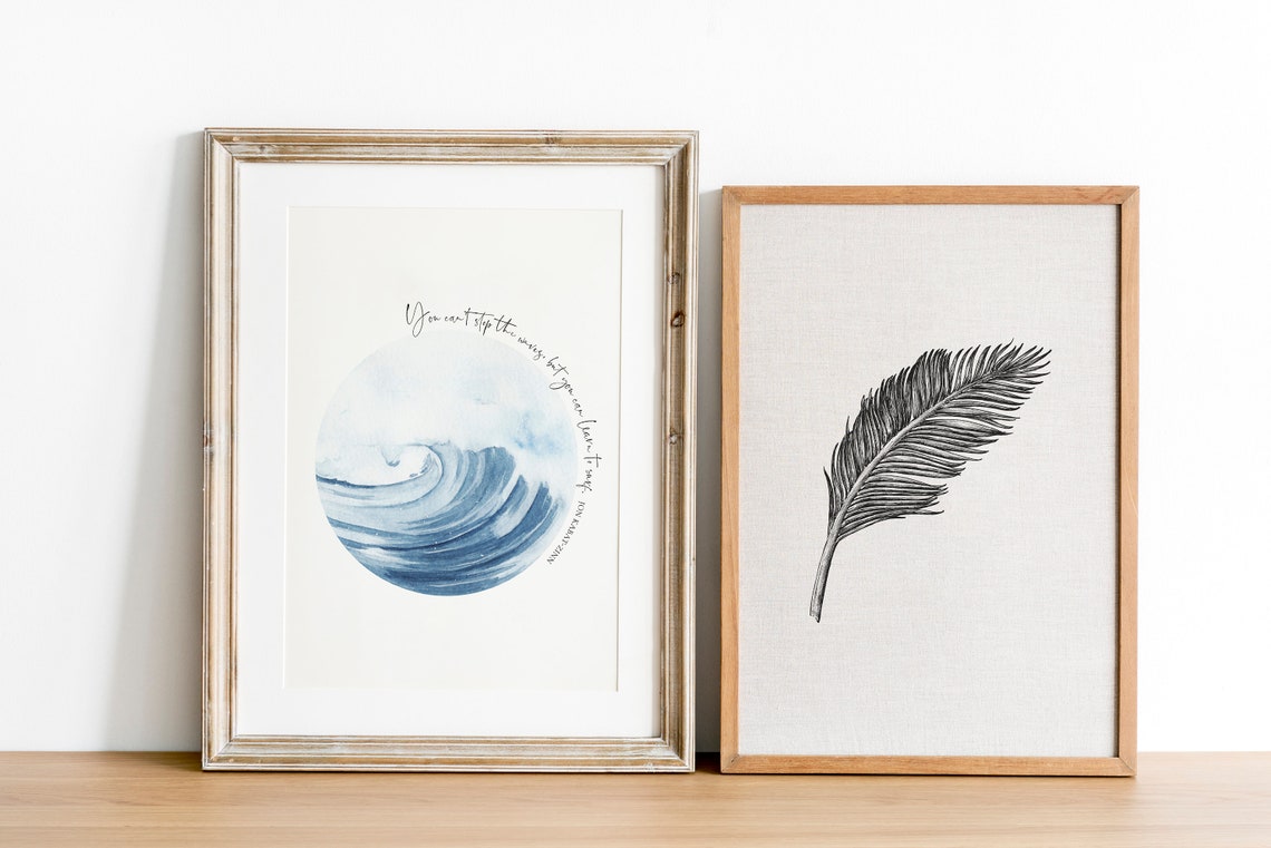 Ocean Wave Watercolor Quote You Cannot Stop The Waves Mindful Poster - Image 5