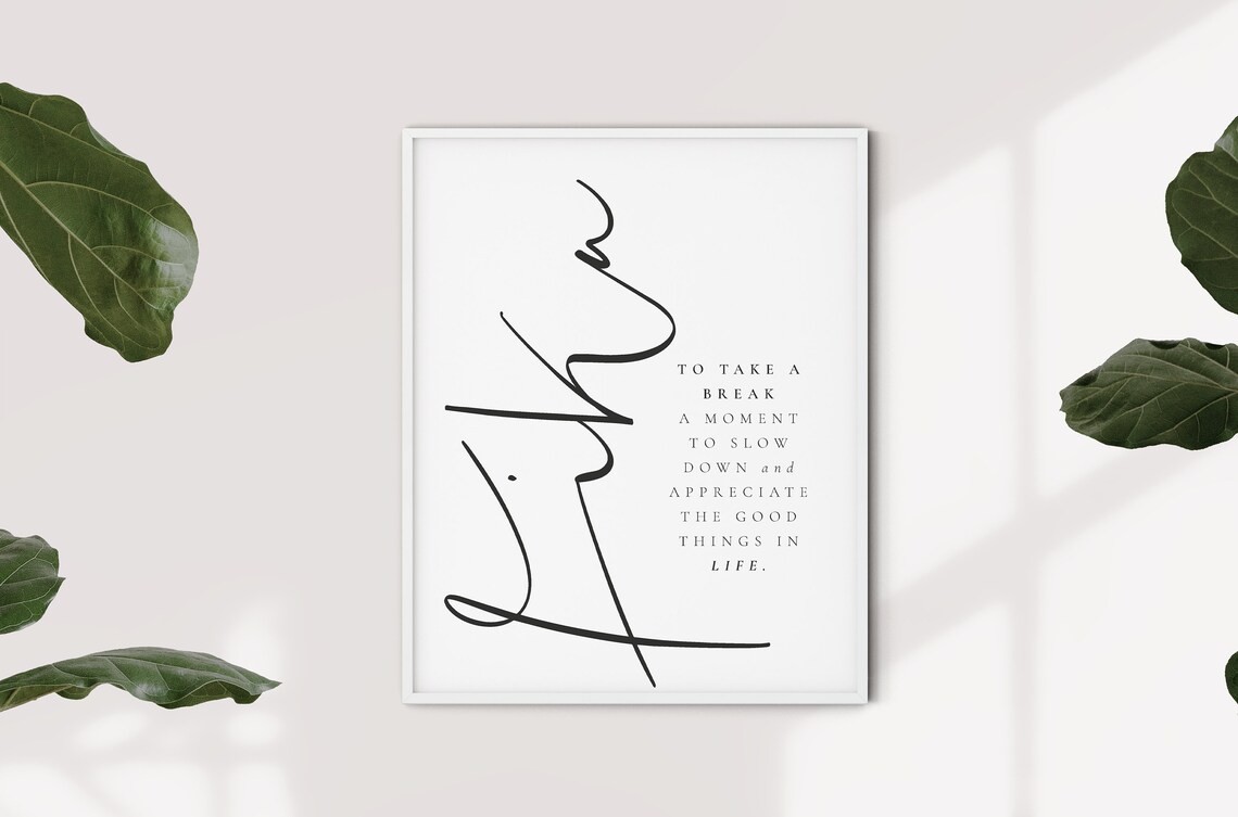 Fika Swedish Word Definition Print Take A Break Slow Down Enjoy Life Wall Decor