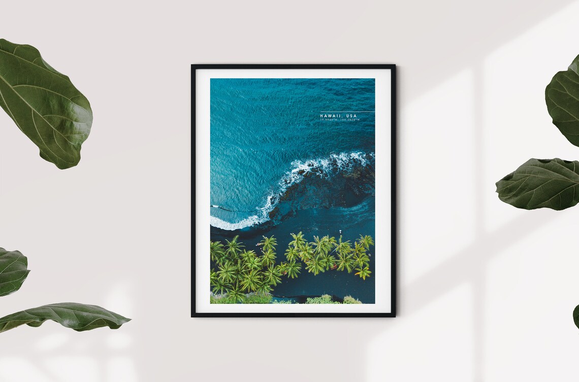 Hawaii Coordinates Travel Poster, Beach Wall Art - Image 3